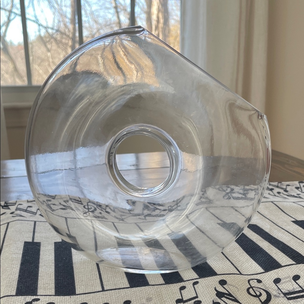 Crate&Barrel Clear Muurla or Slanted Clear Glass Donut Medium Vase